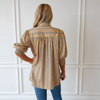 Caryn Lawn Holly Bow Top Khaki Stripe