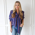 Caryn Lawn Holly Bow Top Navy with Red and White Stripe
