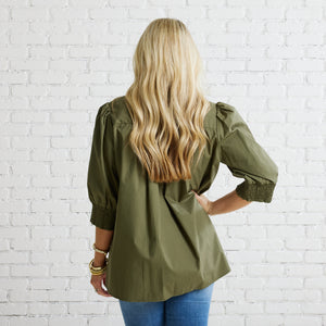 Caryn Lawn Holly Bow Top Olive