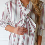Caryn Lawn Holly Bow Top White with Navy and Red Stripe