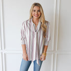Caryn Lawn Holly Bow Top White with Navy and Red Stripe