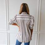 Caryn Lawn Holly Bow Top White with Navy and Red Stripe