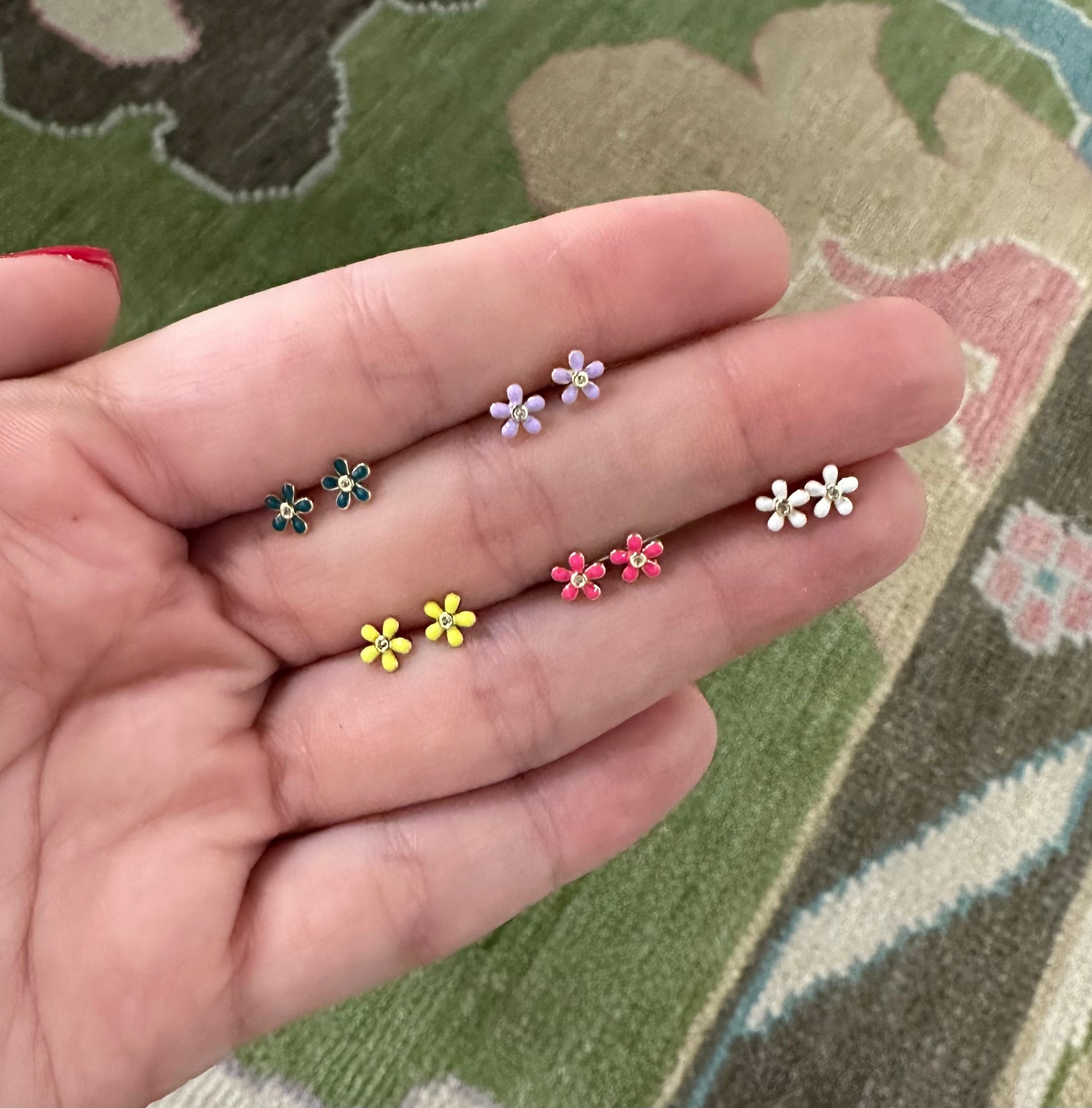 Caryn Lawn Teeny Tiny Flower Earring Teal