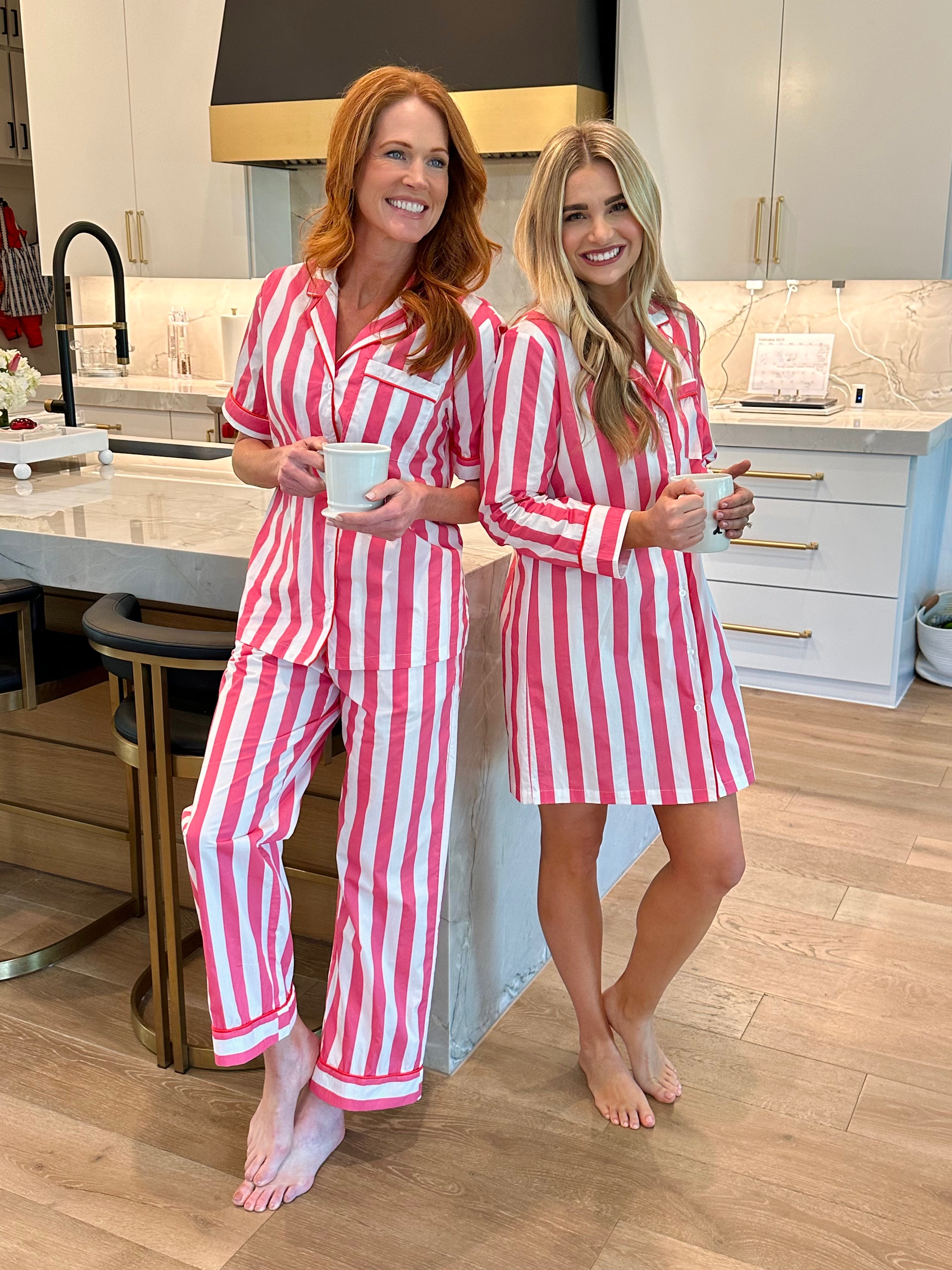Caryn Lawn Pink Stripe Sleep Shirt