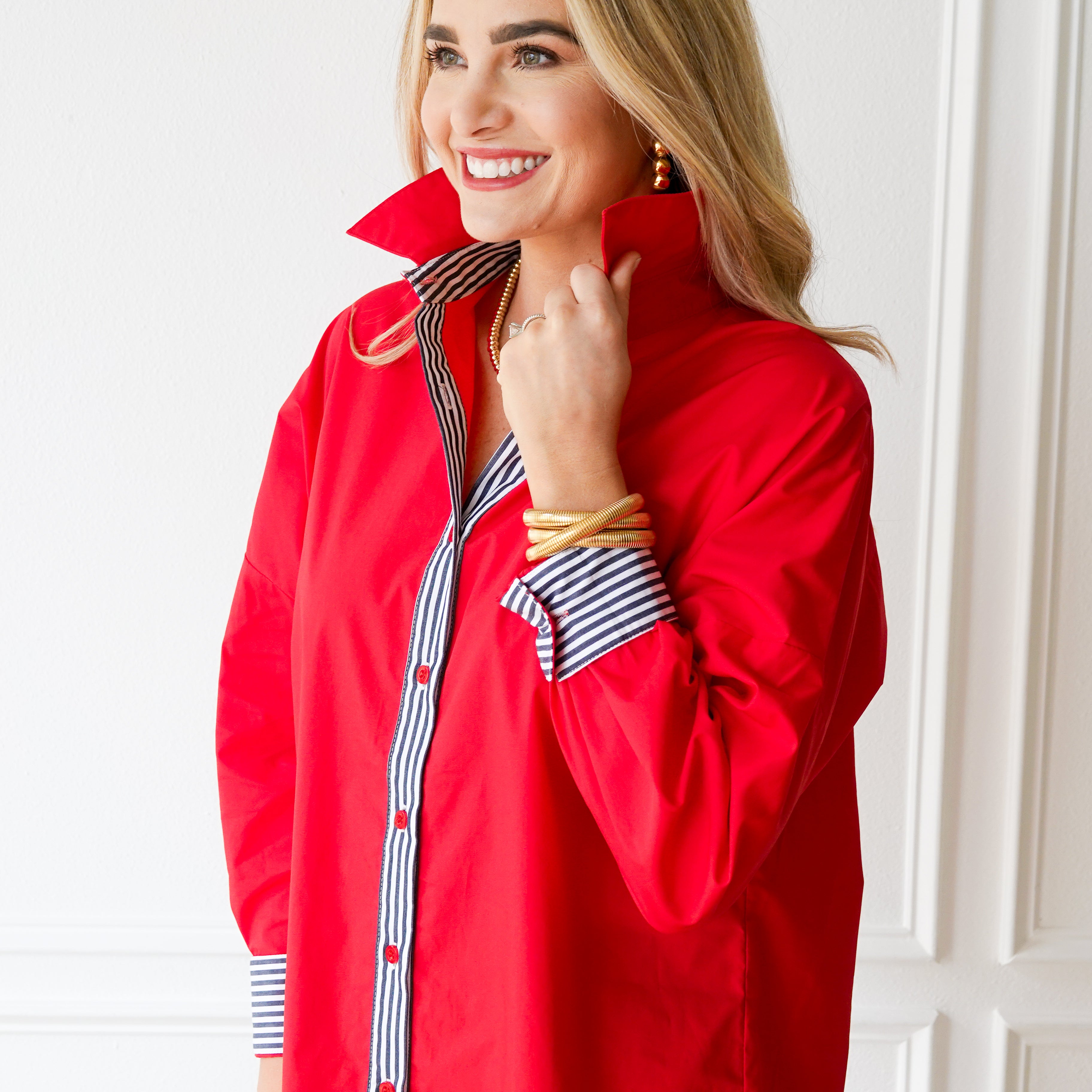 Caryn Lawn Katherine Top Red and Black