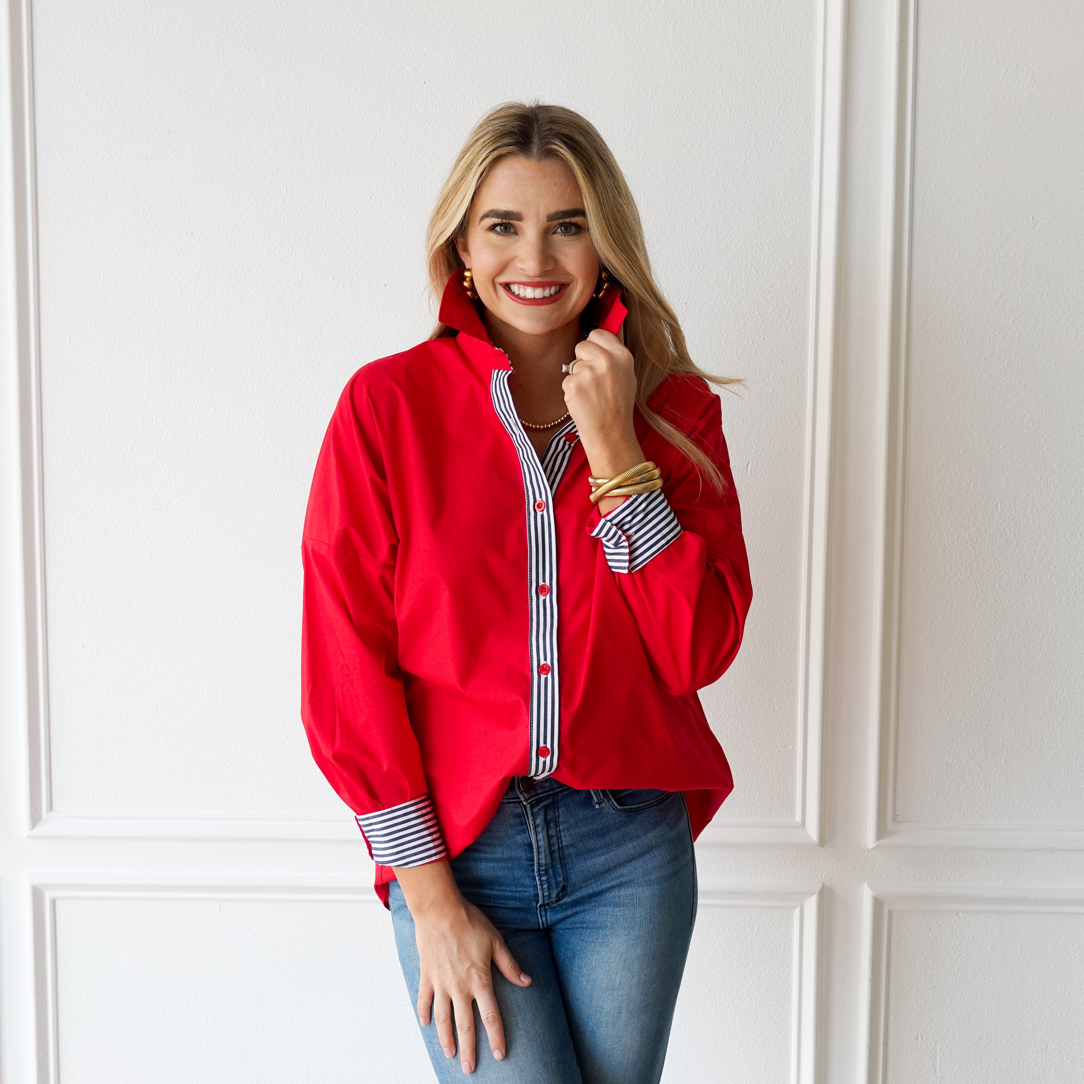 Caryn Lawn Katherine Top Red and Black