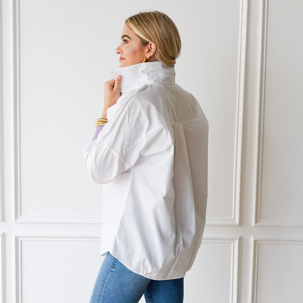 Caryn Lawn Katherine Top White and Purple