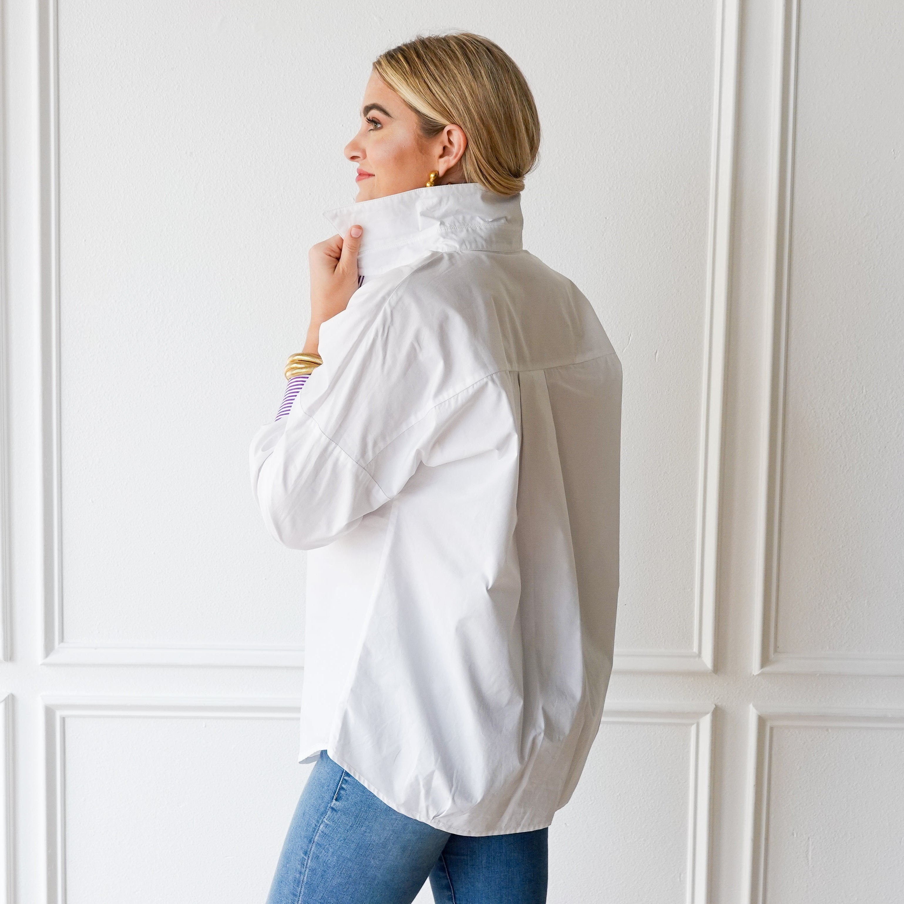 Caryn Lawn Katherine Top White and Purple