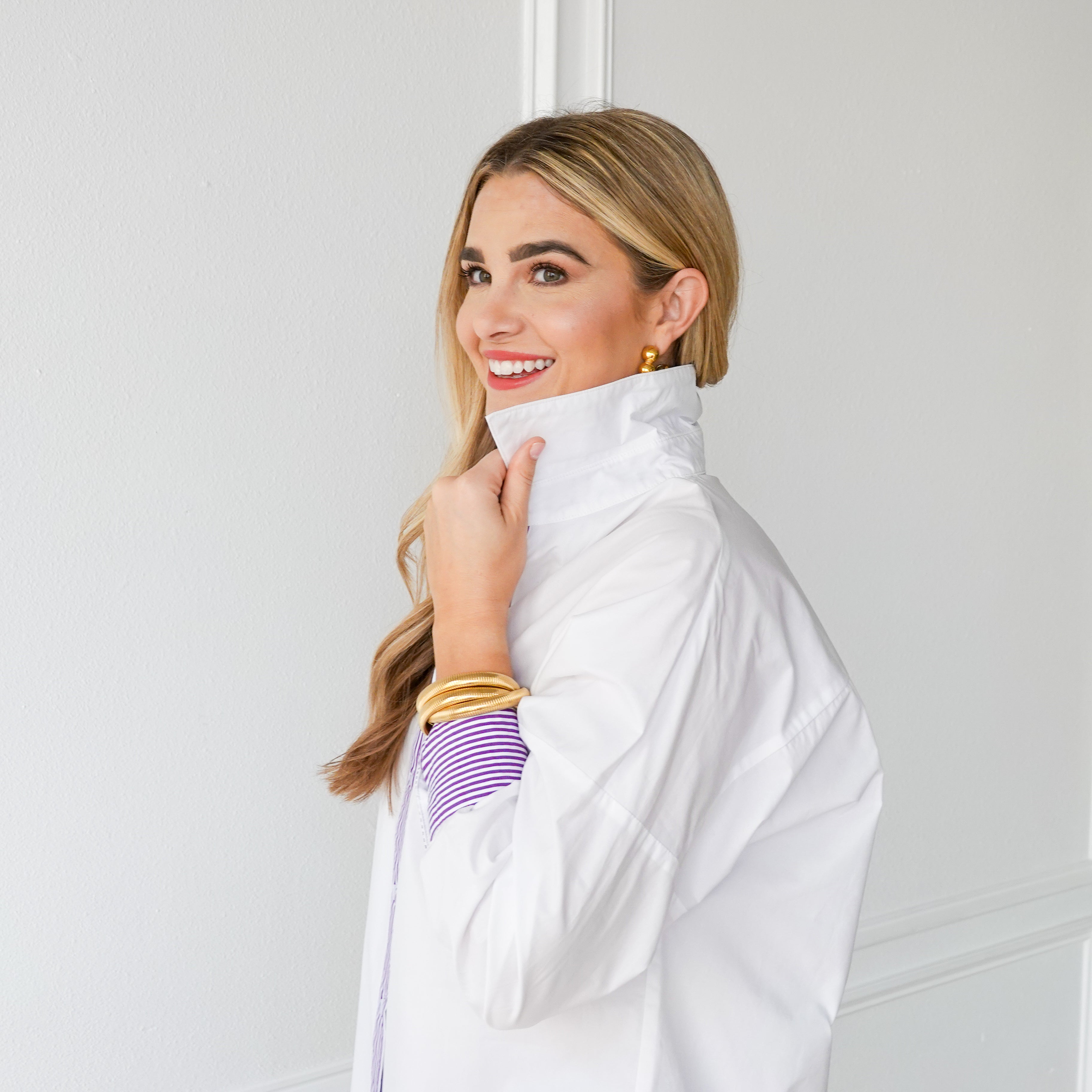 Caryn Lawn Katherine Top White and Purple