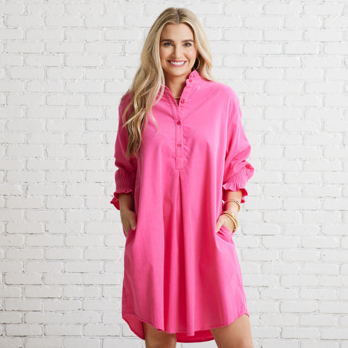 Caryn Lawn Kimberly Corduroy Dress Pink