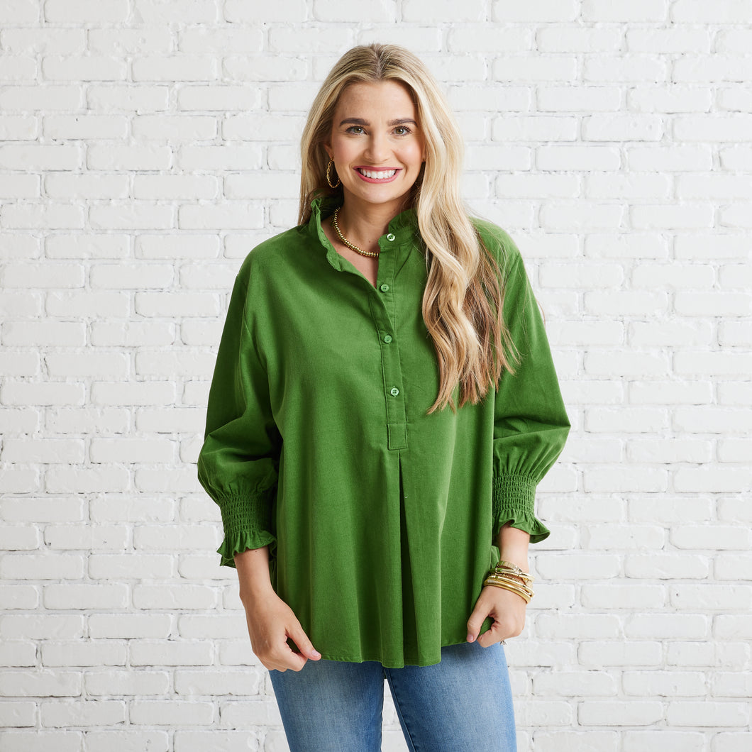 Caryn Lawn Kimberly Corduroy Top Moss