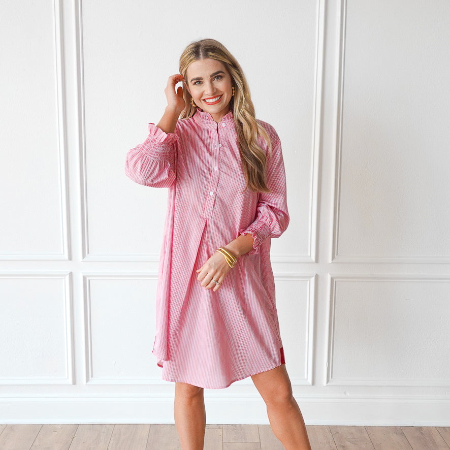Caryn Lawn Kimberly Dress Red Stripe