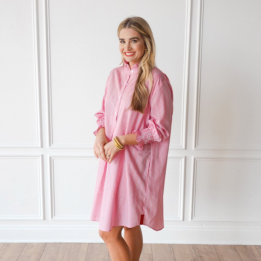 Caryn Lawn Kimberly Dress Red Stripe