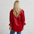 Caryn Lawn Kimberly Top Pleated Cranberry