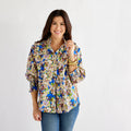 Caryn Lawn Kimberly Top Blue Floral