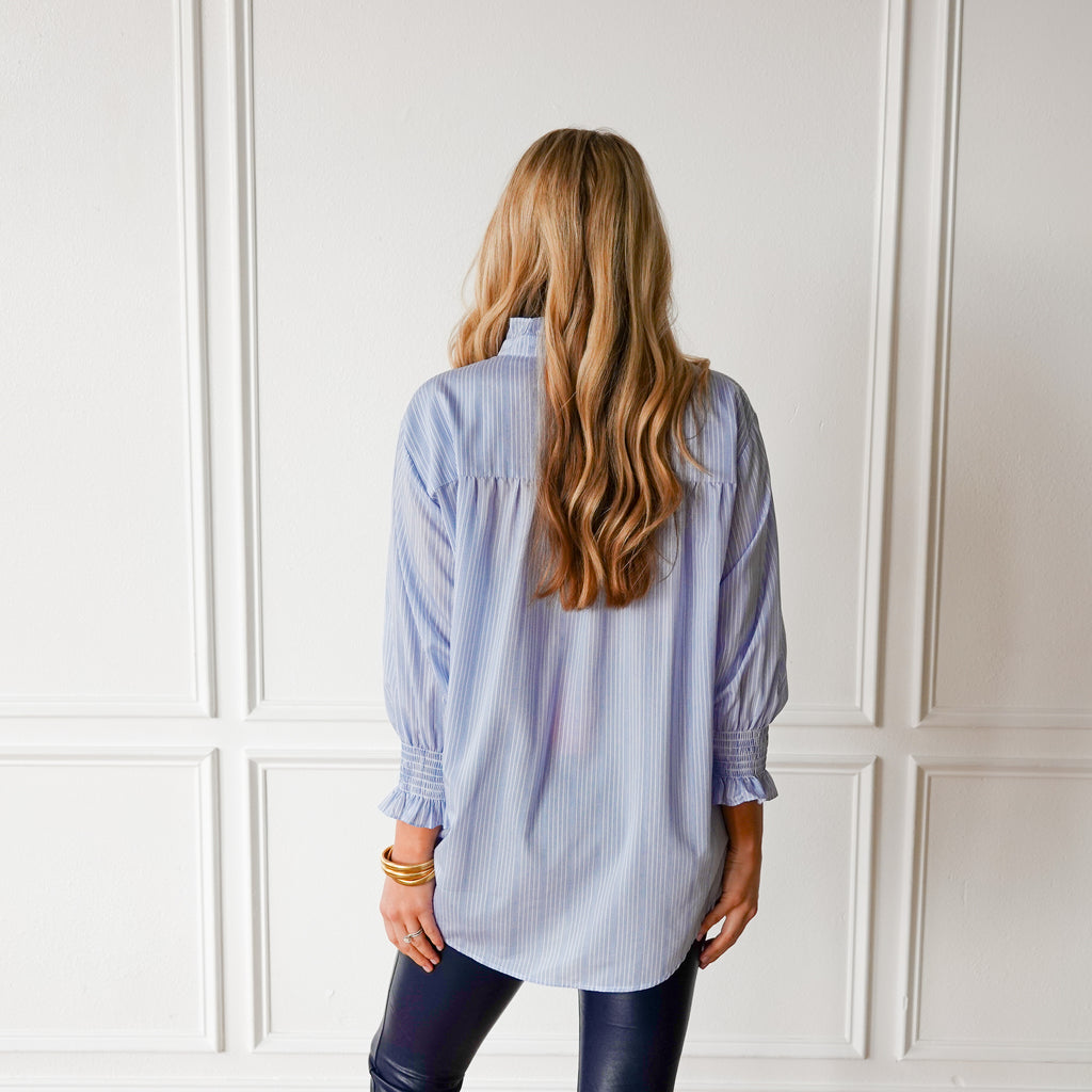 Caryn Lawn Kimberly Top Blue Stripe
