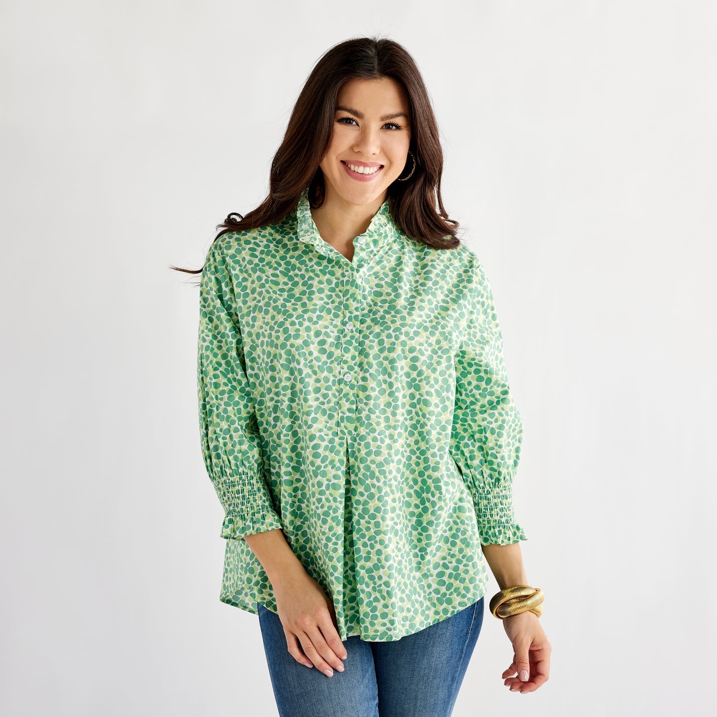 Caryn Lawn Kimberly Top Green Poppy