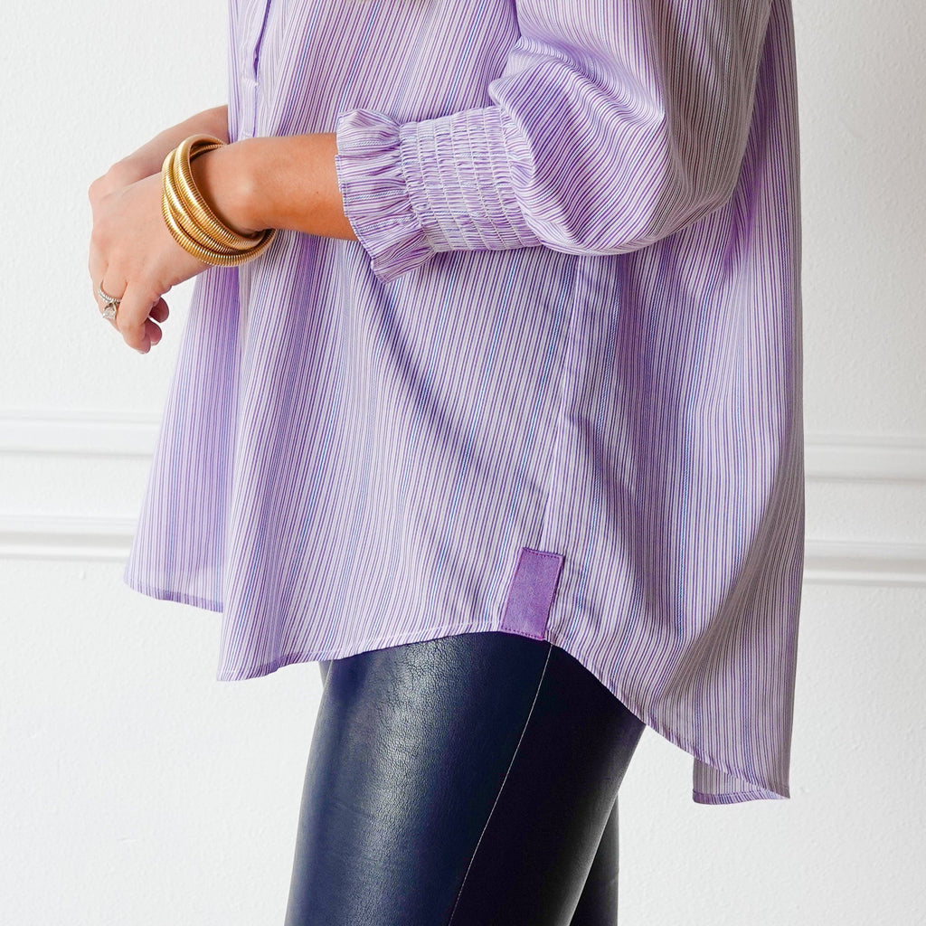 Caryn Lawn Kimberly Top Lavender Stripe