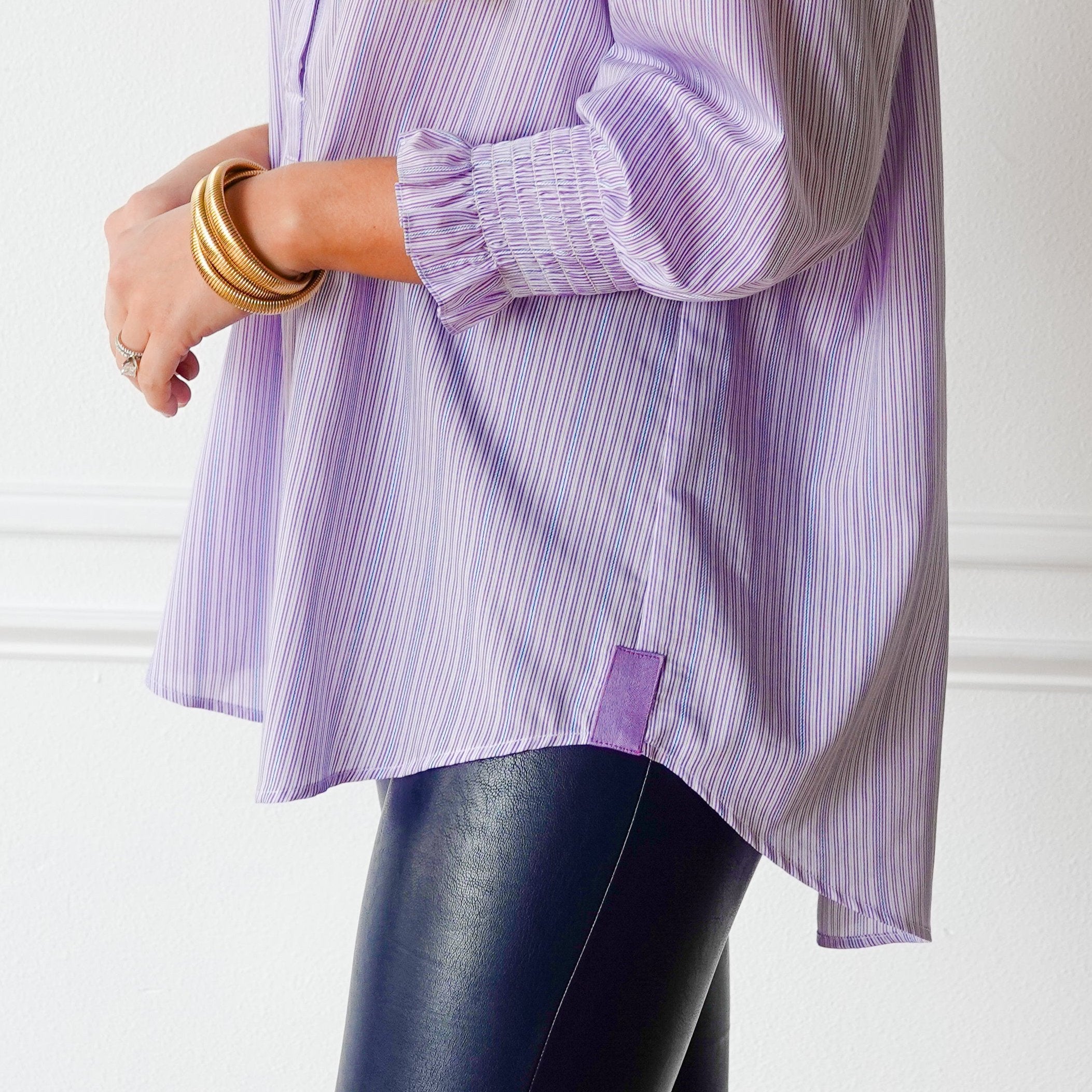 Caryn Lawn Kimberly Top Lavender Stripe
