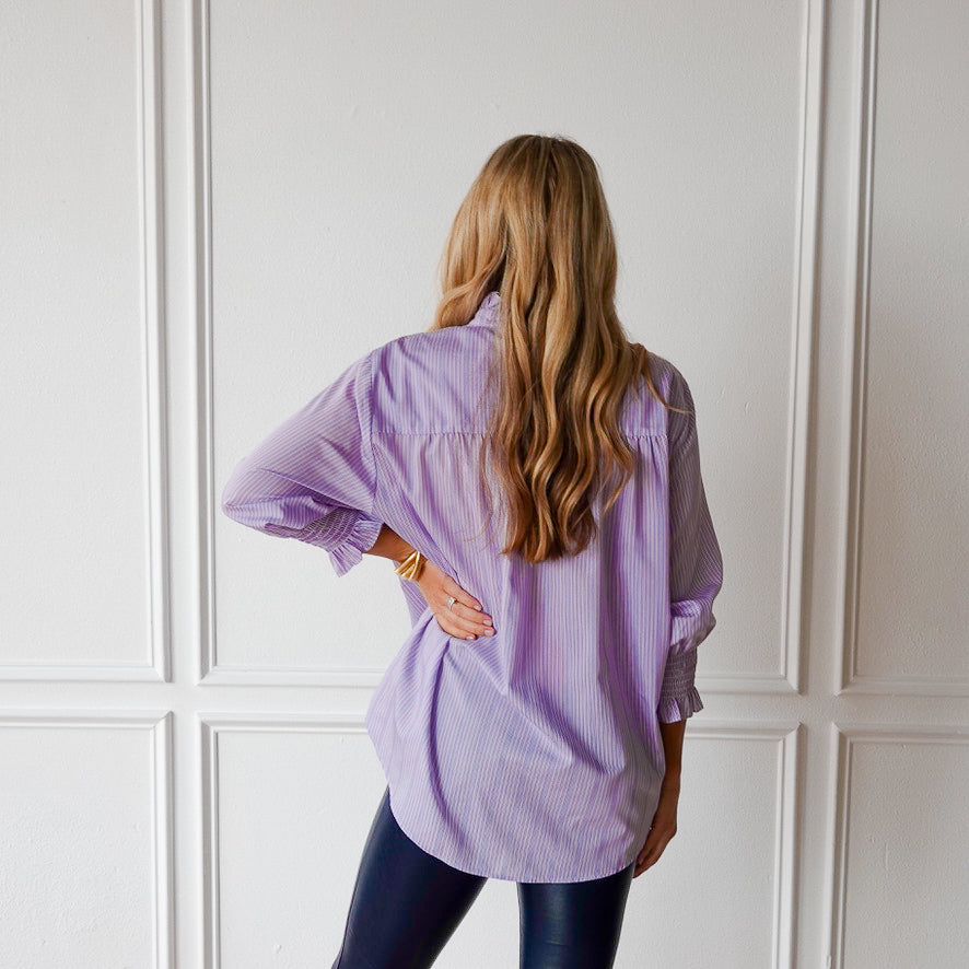 Caryn Lawn Kimberly Top Lavender Stripe