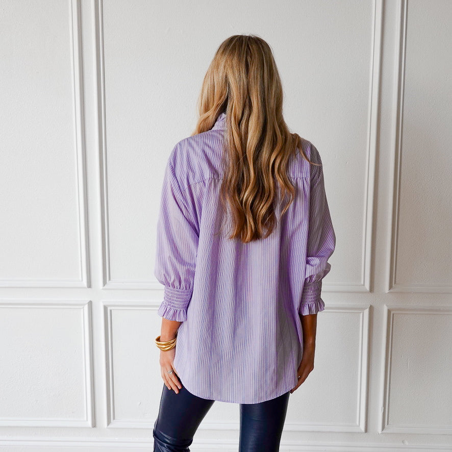 Caryn Lawn Kimberly Top Lavender Stripe