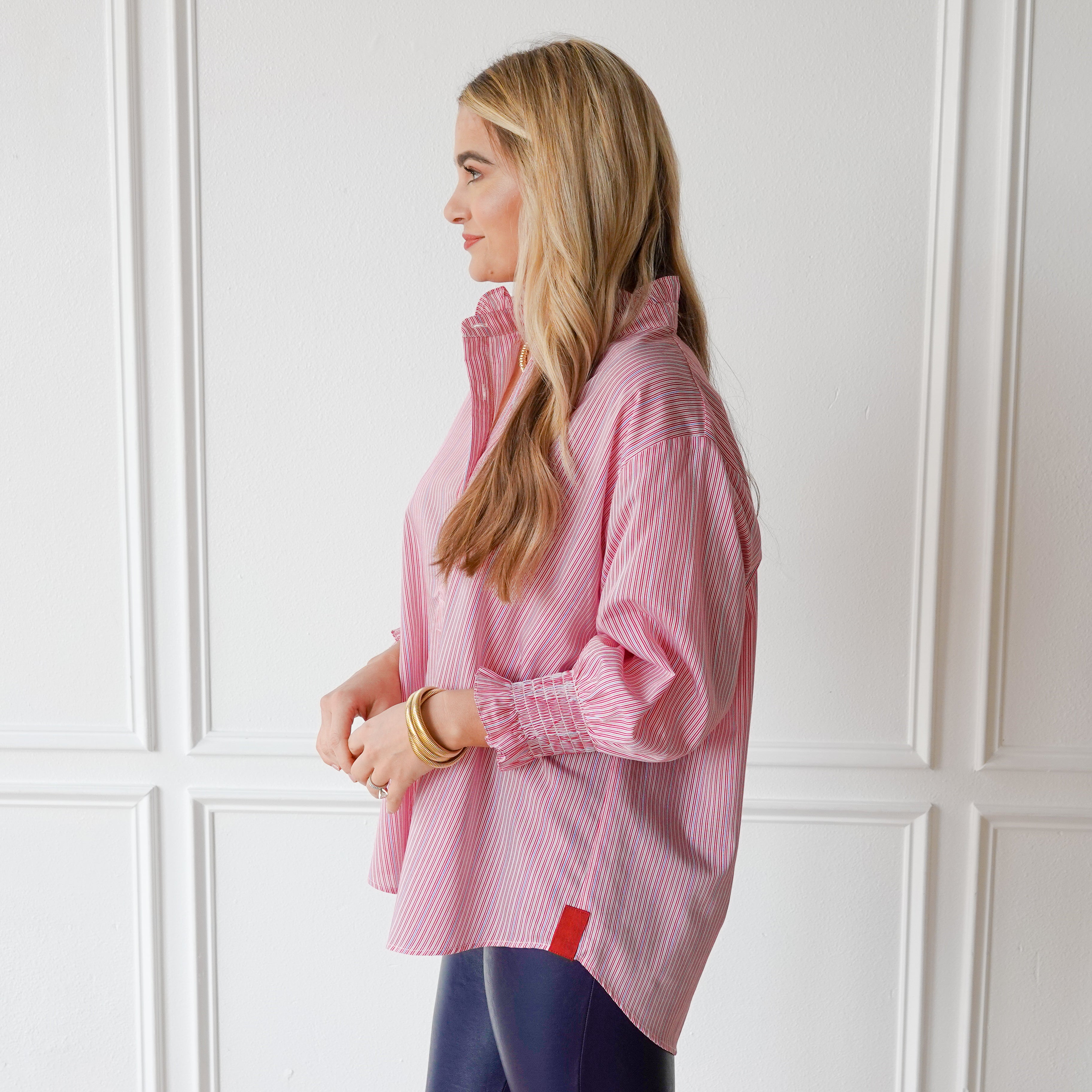 Caryn Lawn Kimberly Top Red Stripe