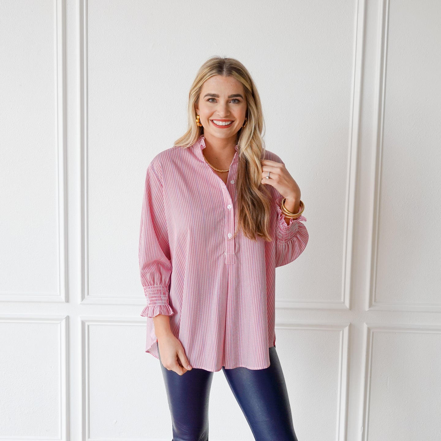 Caryn Lawn Kimberly Top Red Stripe