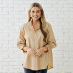 Caryn Lawn KIMBERLY SPARKLE TOP KHAKI