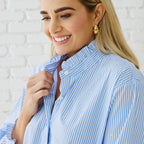 Caryn Lawn KIMBERLY SPARKLE TOP OXFORD STRIPE