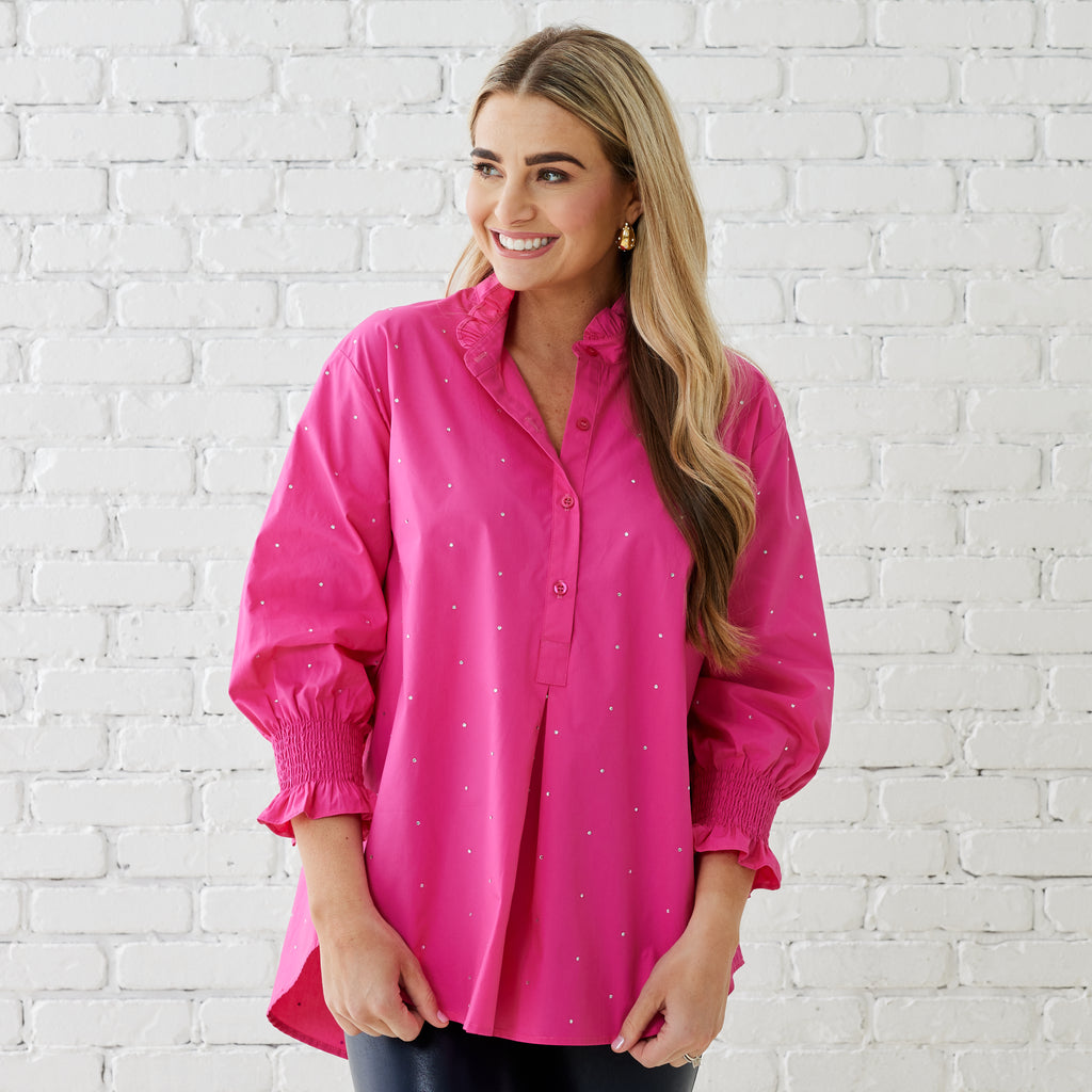 Caryn Lawn KIMBERLY SPARKLE TOP PINK