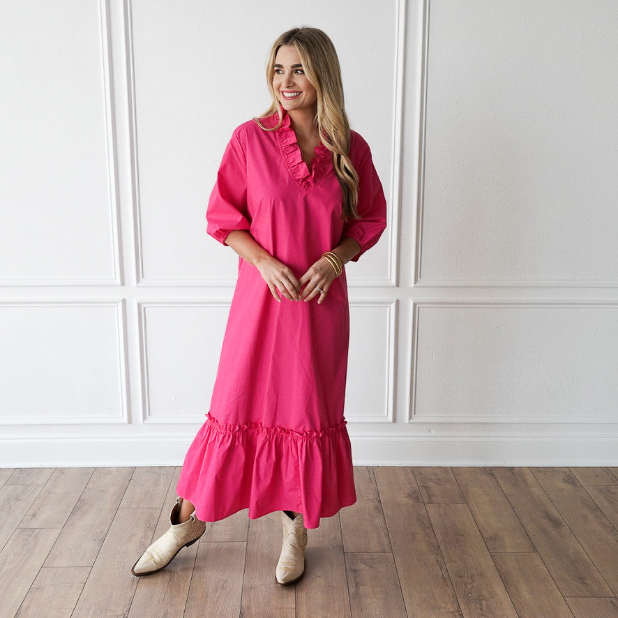 Caryn Lawn Kit Dress Hot Pink