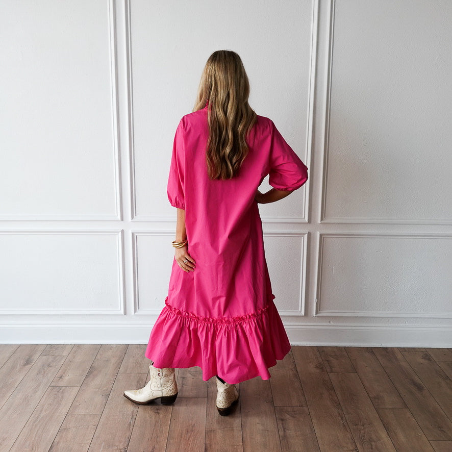 Caryn Lawn Kit Dress Hot Pink