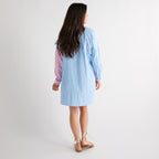 Caryn Lawn Lawn Contrast Stripe Dress Blue Stripe