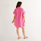 Caryn Lawn Margot Dress Bright Pink