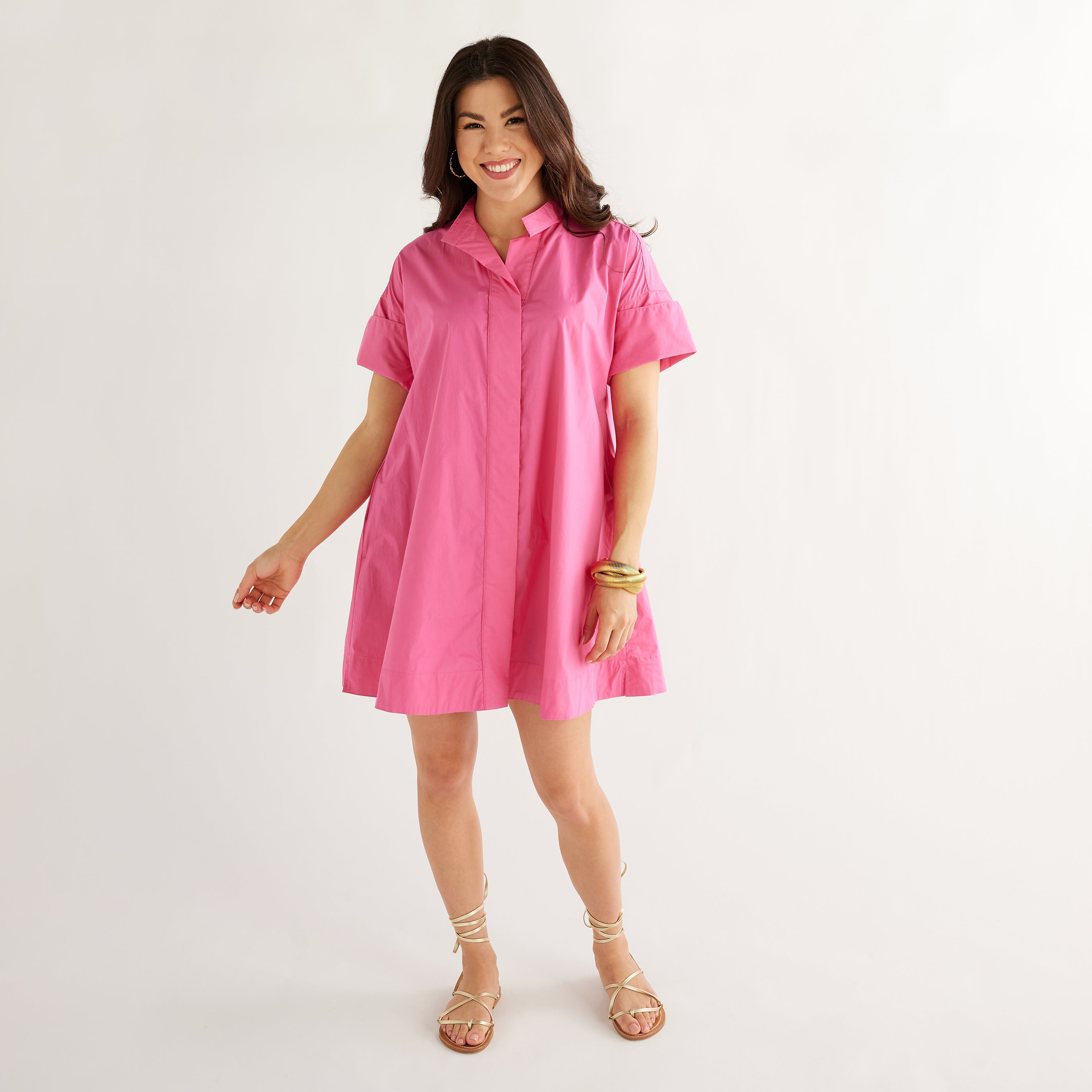 Caryn Lawn Margot Dress Bright Pink