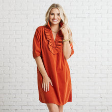 Load image into Gallery viewer, Caryn Lawn Maya Corduroy Dress Burnt Orange