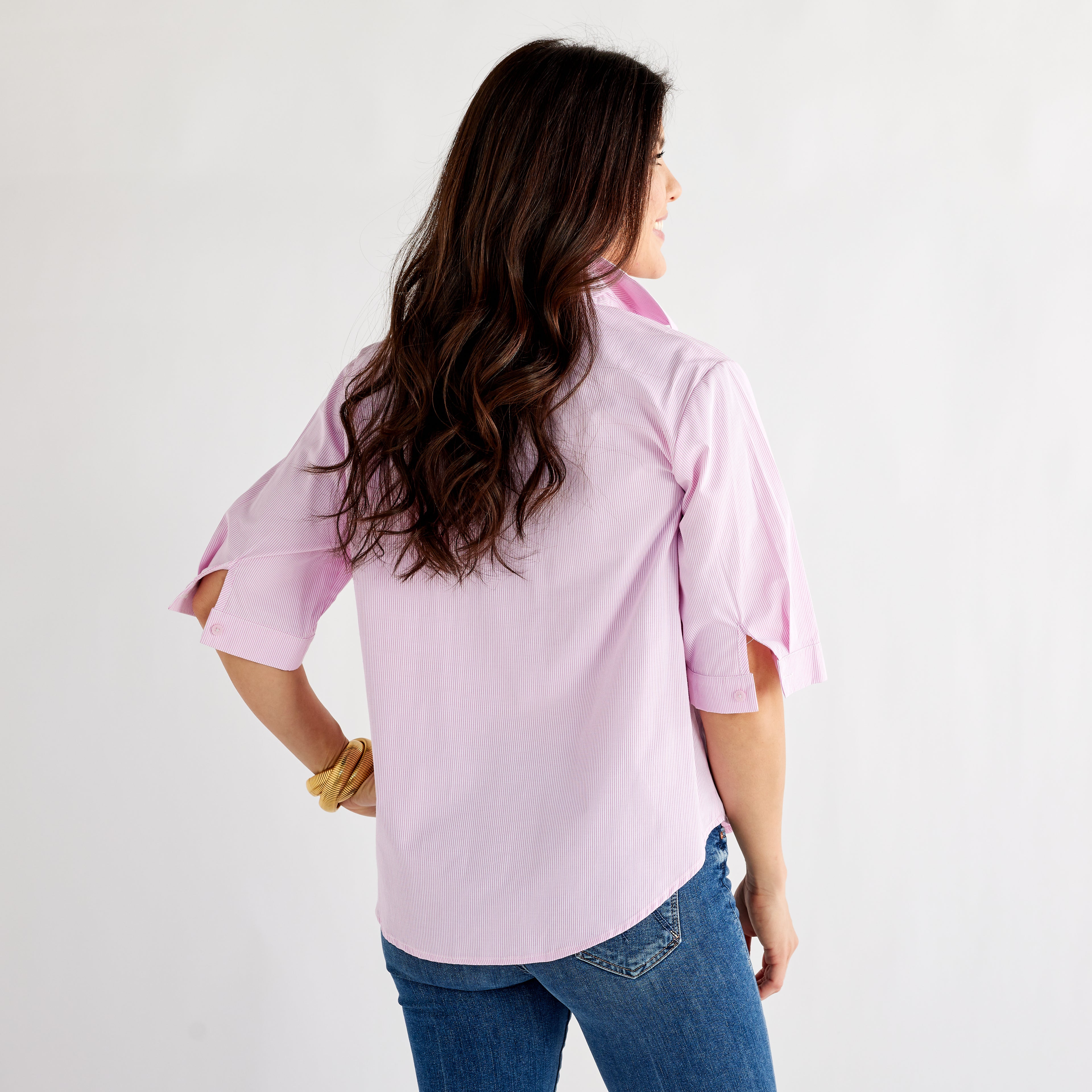 Caryn Lawn Maya Top Pink Stripe