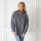 Caryn Lawn Miriam Top Black Stripe