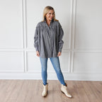 Caryn Lawn Miriam Top Black Stripe