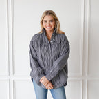 Caryn Lawn Miriam Top Black Stripe