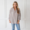 Caryn Lawn Miriam Top Camel Stripe