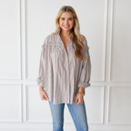 Caryn Lawn Miriam Top Camel Stripe