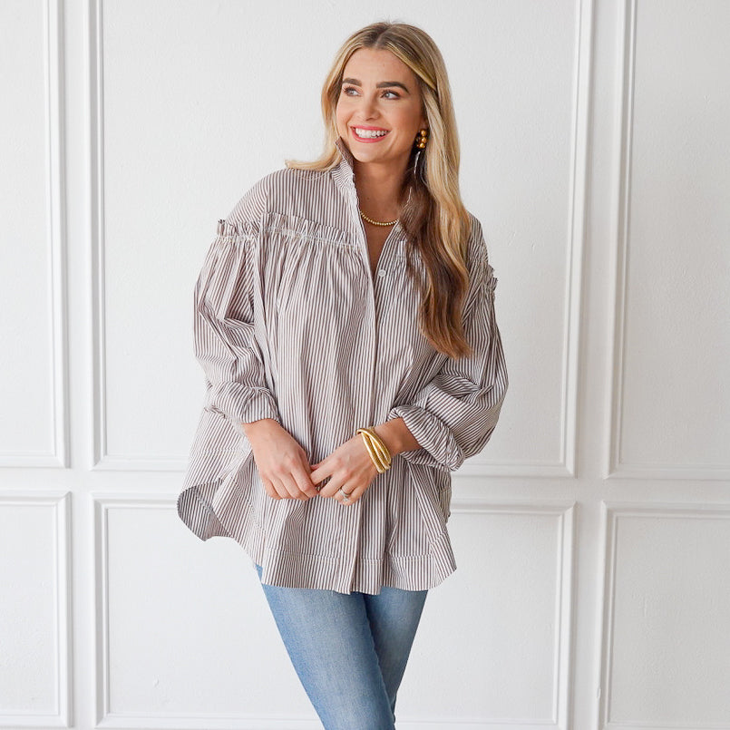 Caryn Lawn Miriam Top Camel Stripe