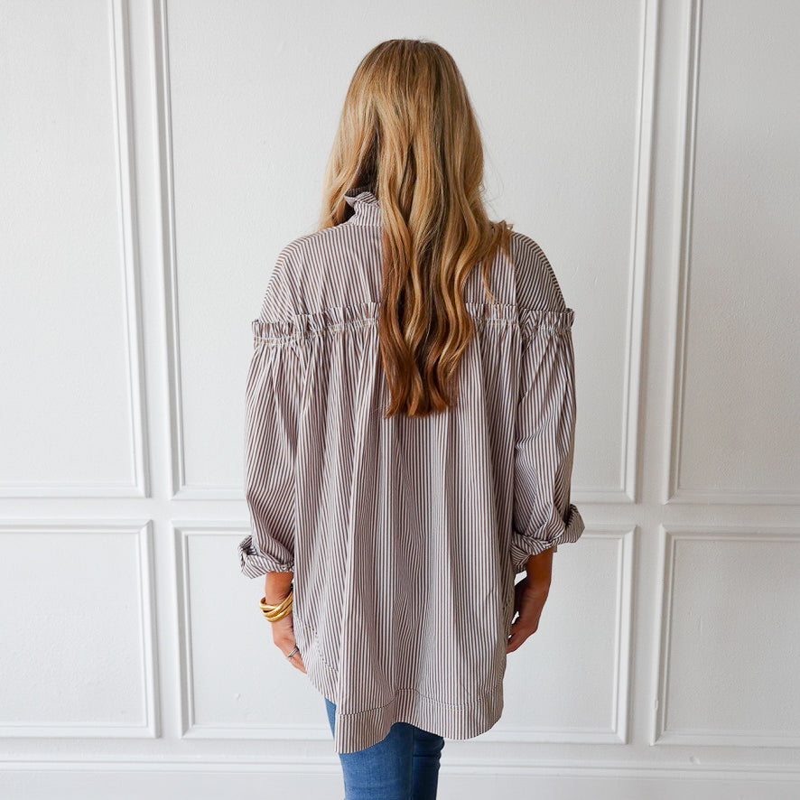 Caryn Lawn Miriam Top Camel Stripe