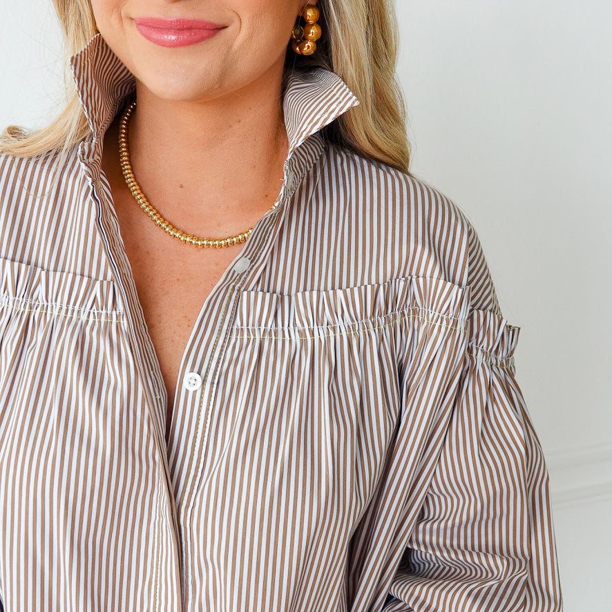 Caryn Lawn Miriam Top Camel Stripe