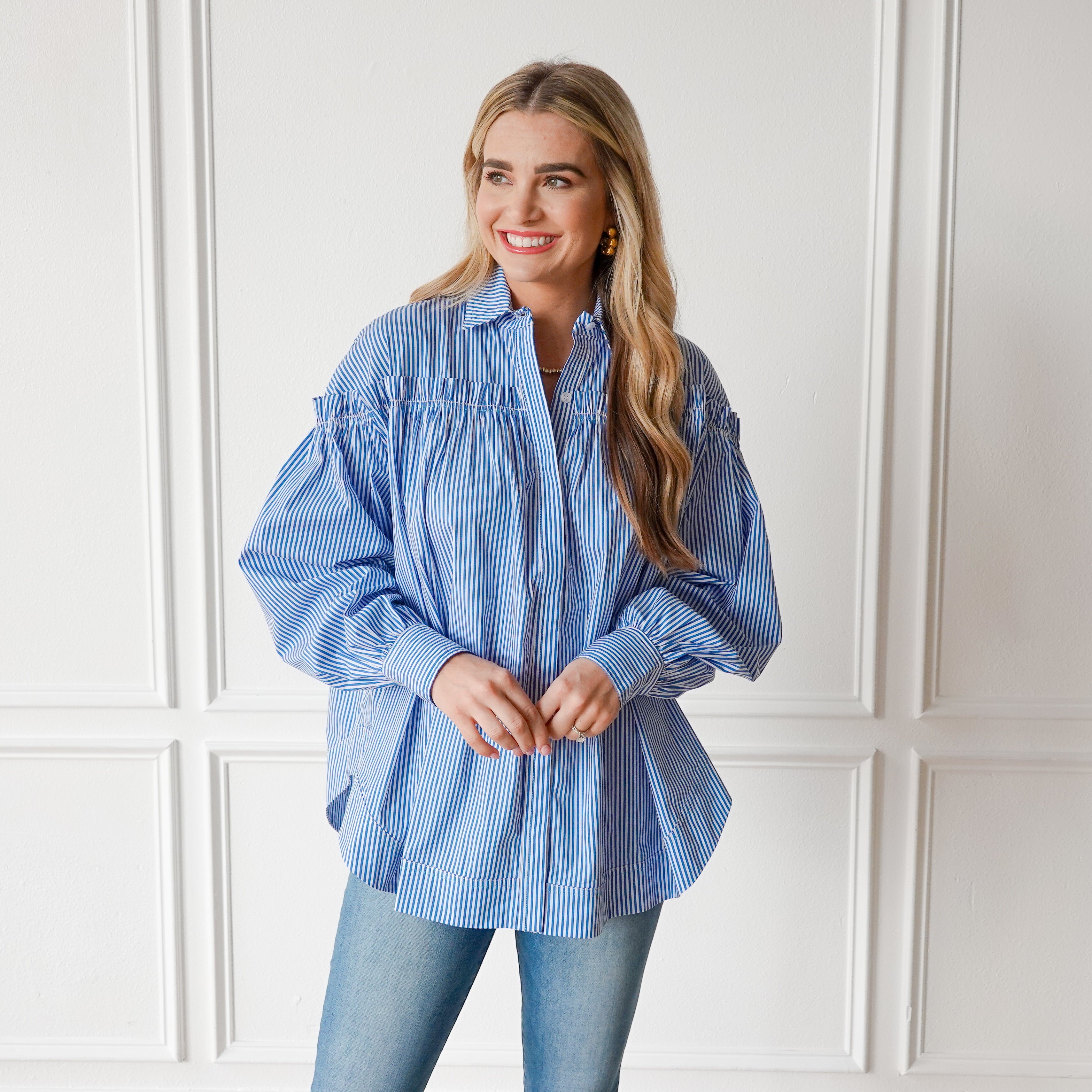 Caryn Lawn Miriam Top Royal Stripe