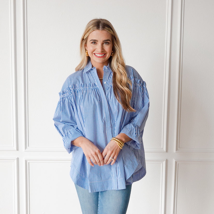 Caryn Lawn Miriam Top Royal Stripe