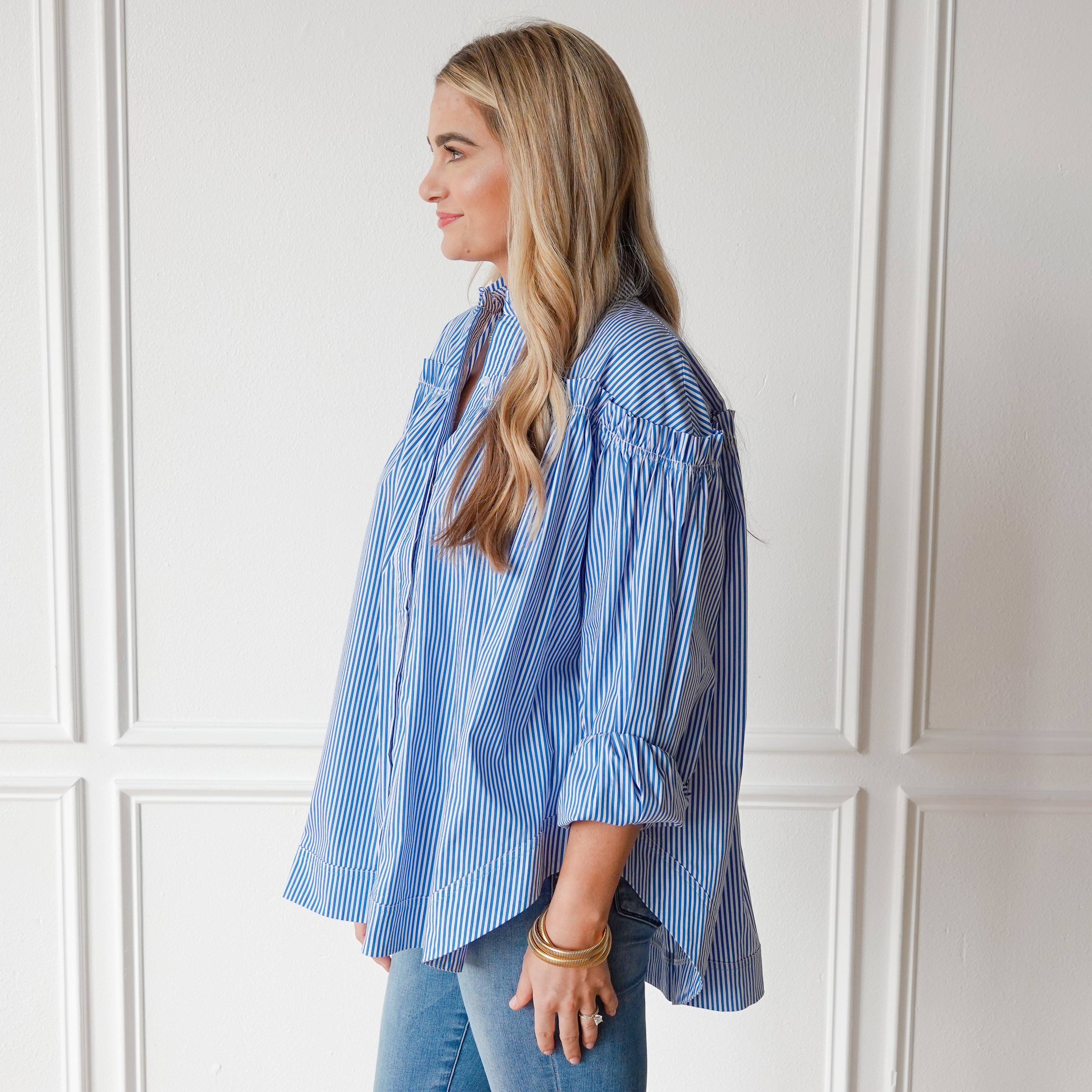 Caryn Lawn Miriam Top Royal Stripe