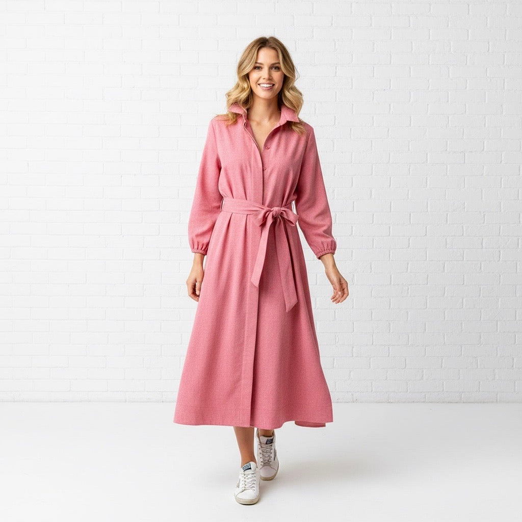 Heidi Herringbone Dress Red