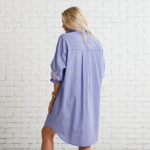 Caryn Lawn Preppy Dress Fall Stripe Lavender